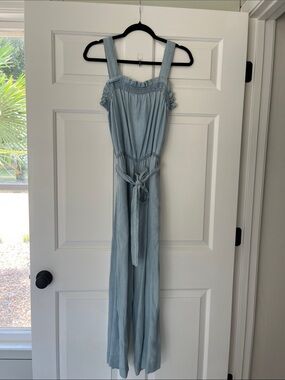 Plum Suede Light Blue Denim Pant Jumpsuit NWT